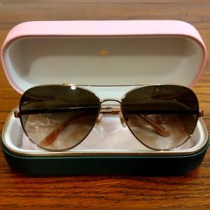 Kate Spade Women Aviator Sunglasses Rose Gold with Brown Gradient Lenses